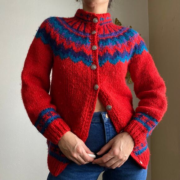 vintage handmade wool cardigan sweater - Picture 5 of 6